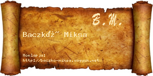 Baczkó Miksa névjegykártya